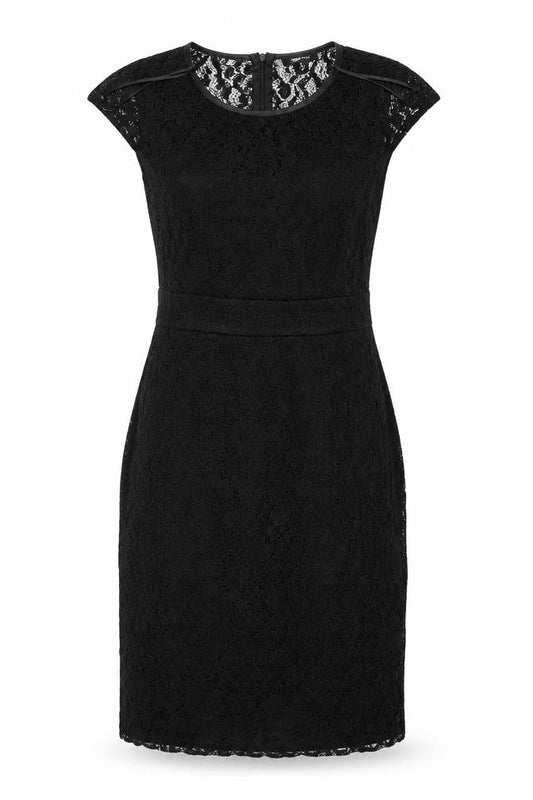 Front view of Atmosphere women’s black floral a-line, size UK 10