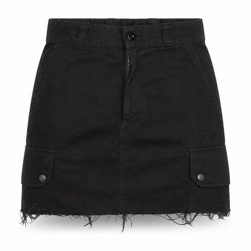 Preworn Womens Black  Denim A-Line Skirt Size 26 in