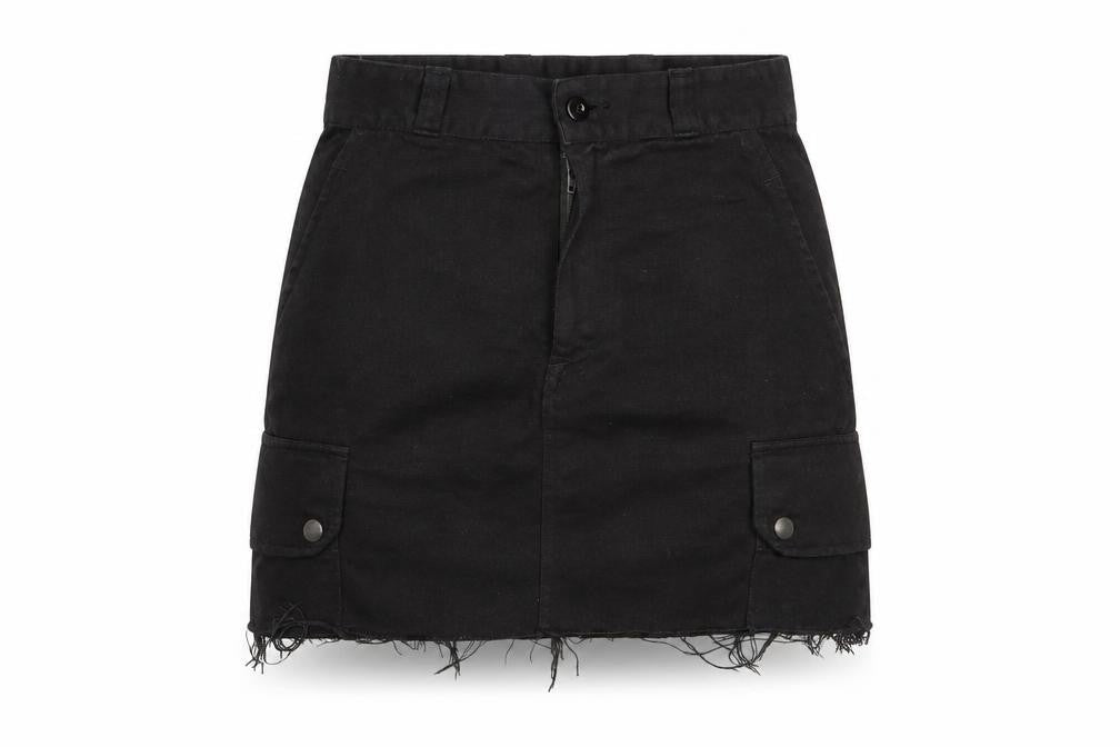 Preworn Womens Black  Denim A-Line Skirt Size 26 in