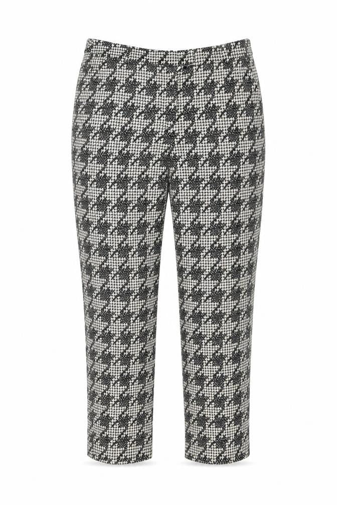 Topshop Womens Ivory Houndstooth  Cropped Trousers Size 10 L23 in