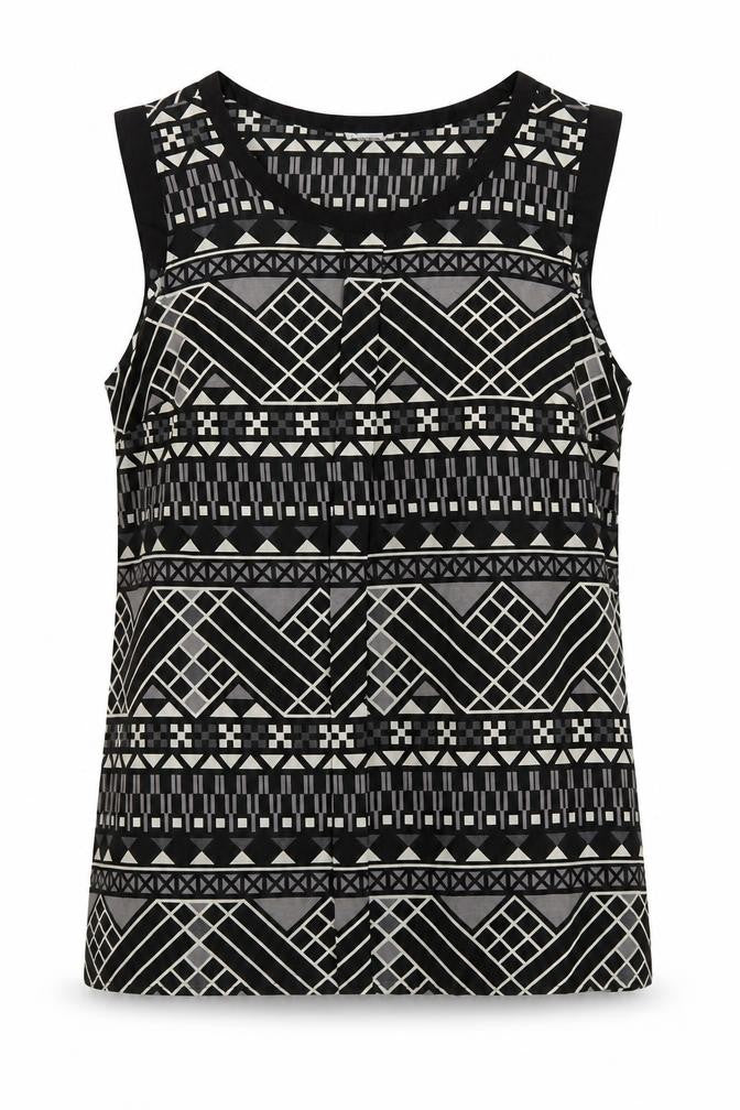 Vera Moda Womens Black Geometric  Basic Blouse Size M
