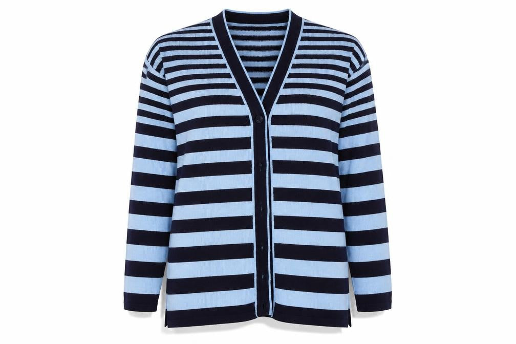 Paramour Womens Blue Striped  Cardigan Jumper Size S