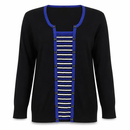 M&Co Womens Black Striped Knit Pullover Jumper Size 10