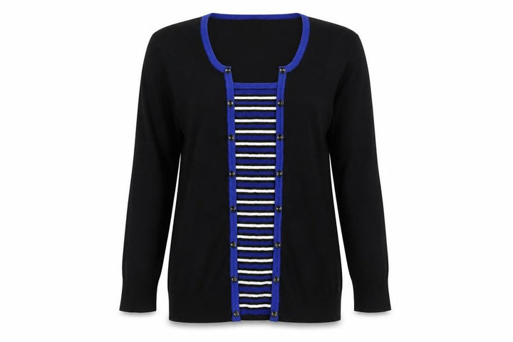 M&Co Womens Black Striped Knit Pullover Jumper Size 10