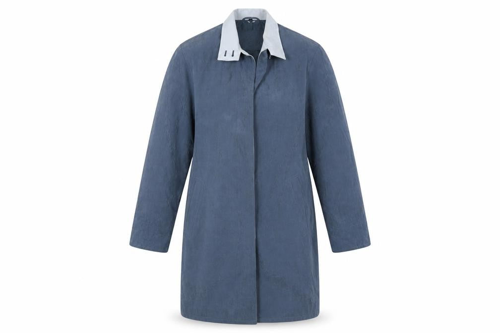 Preworn Womens Blue Houndstooth  Overcoat Coat Size 14