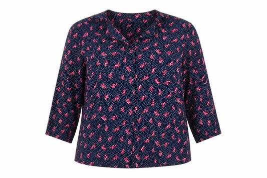 Front view of Principles women’s blue floral rayon jacket blazer, size UK 14