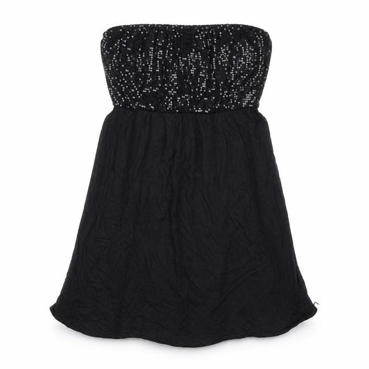 Front view of jadea women’s black camisole tank, size S