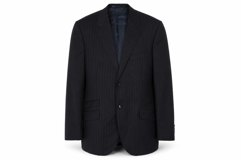 Preworn Mens Black Striped  Jacket Blazer Size L