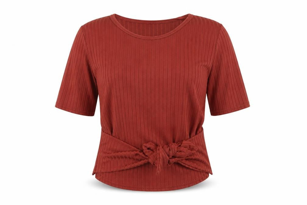 Misspap Womens Brown   Basic T-Shirt Size 10