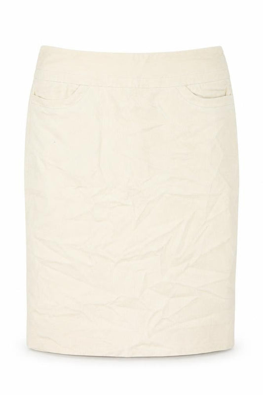 Front view of Gap women’s ivory corduroy a-line skirt, size UK 4