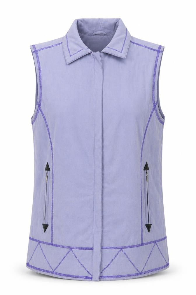 Front view of Casual & Co women’s purple jacket waistcoat, size XS