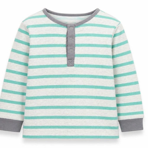 Monoprix Boys Green Striped  Basic T-Shirt Size 3 Years