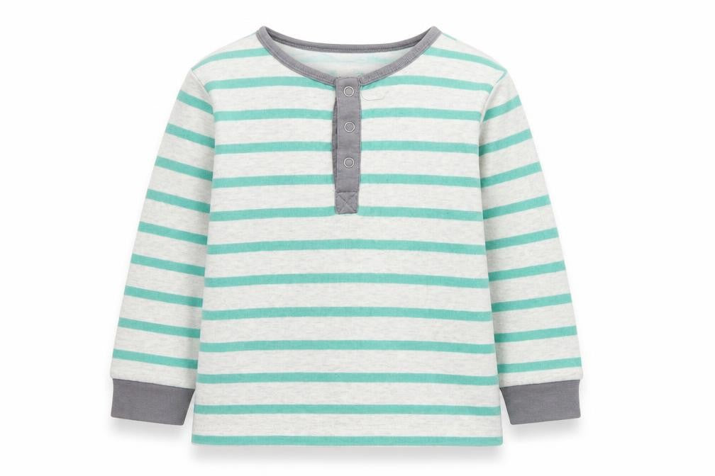 Monoprix Boys Green Striped  Basic T-Shirt Size 3 Years