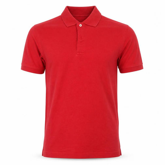 Front view of Preworn men’s red polo, size S