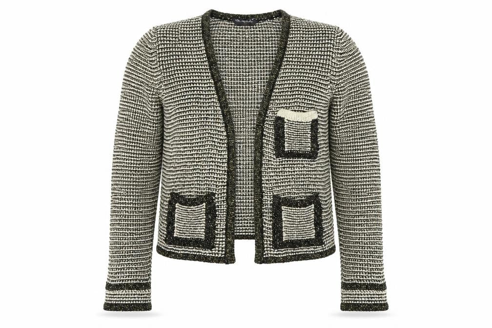 Front view of Miss Selfridge women’s yellow cardigan jumper, size UK 14