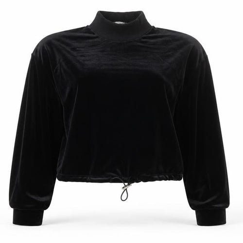 Topshop Womens Black  Velvet Pullover Sweatshirt Size 6