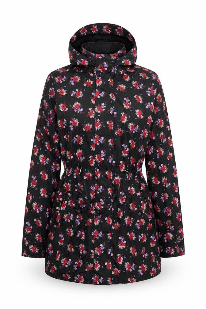 Tu Womens Black Floral  Jacket  Size S  - Packable