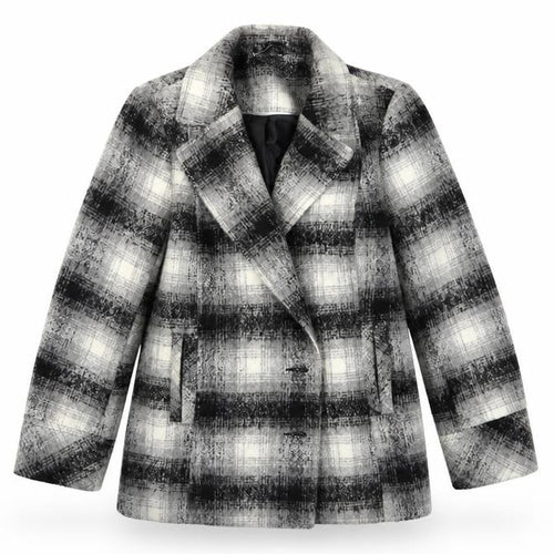 M&Co Womens Grey Striped  Overcoat Coat Size 12