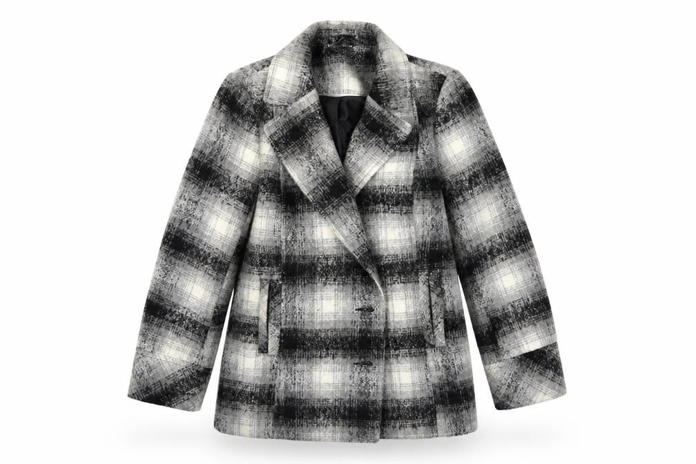 M&Co Womens Grey Striped  Overcoat Coat Size 12