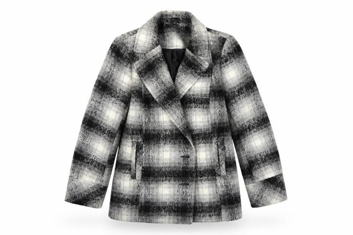 M&Co Womens Grey Striped  Overcoat Coat Size 12