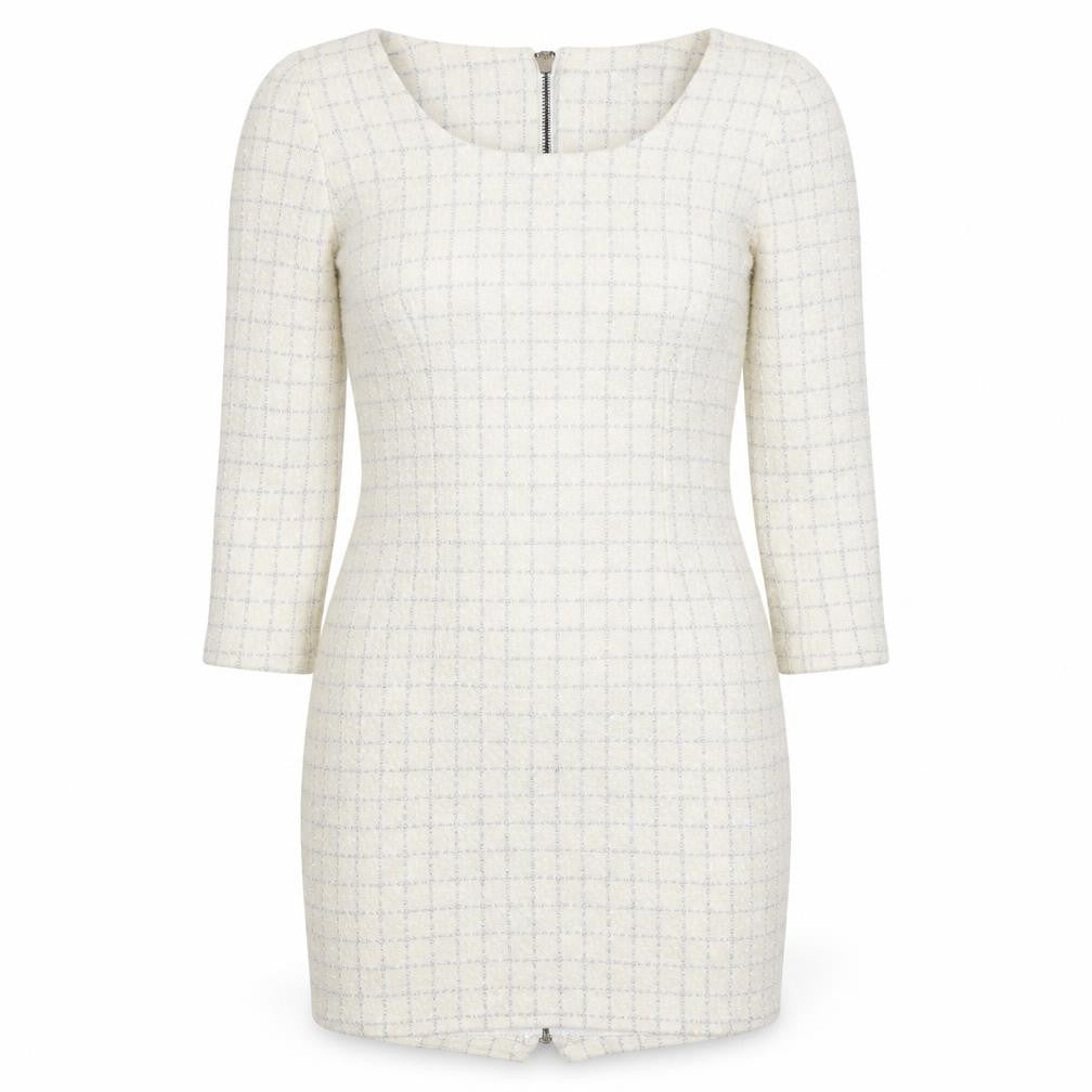 Ye Ye Womens White Check  Bodycon  Size S