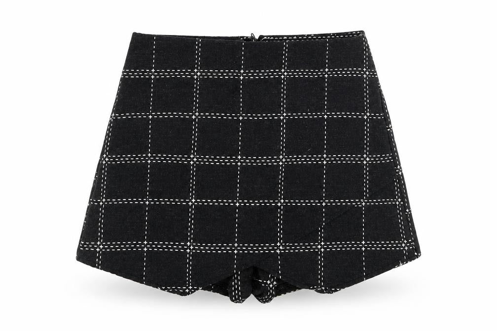 Blue Blush Womens Grey Check  A-Line Skort Size S