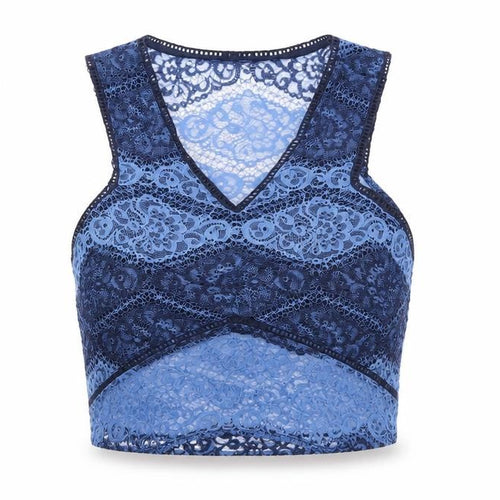 Topshop Womens Blue  Lace Cropped Tank Size 8