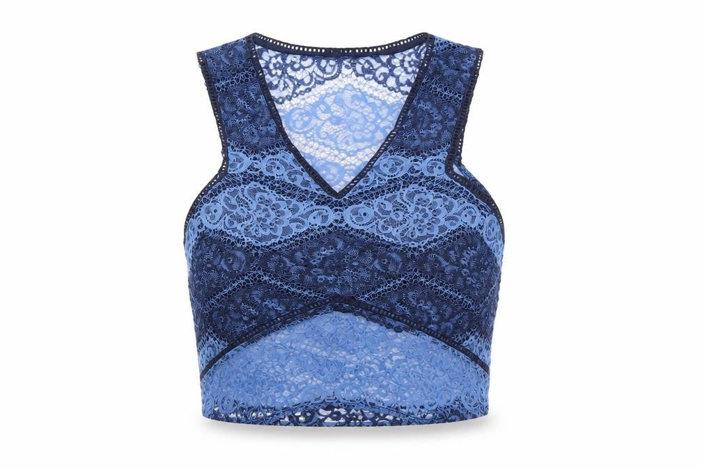 Topshop Womens Blue  Lace Cropped Tank Size 8