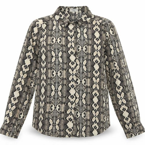 Brave Soul Womens Brown Animal Print Satin Basic Blouse Size 8