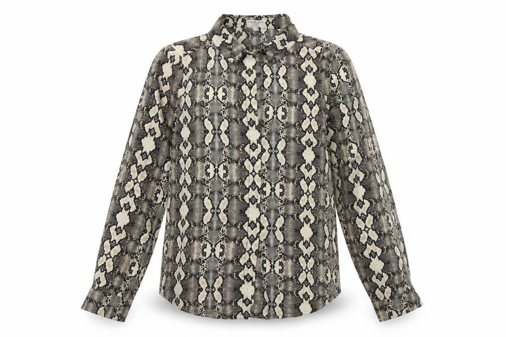 Brave Soul Womens Brown Animal Print Satin Basic Blouse Size 8