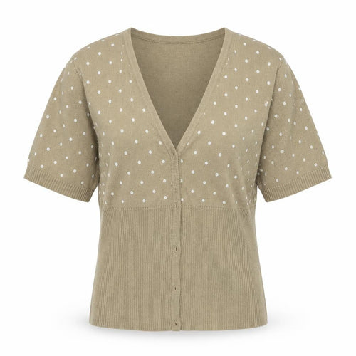 Chillytime Womens Beige Polka Dot  Cardigan Jumper Size 14