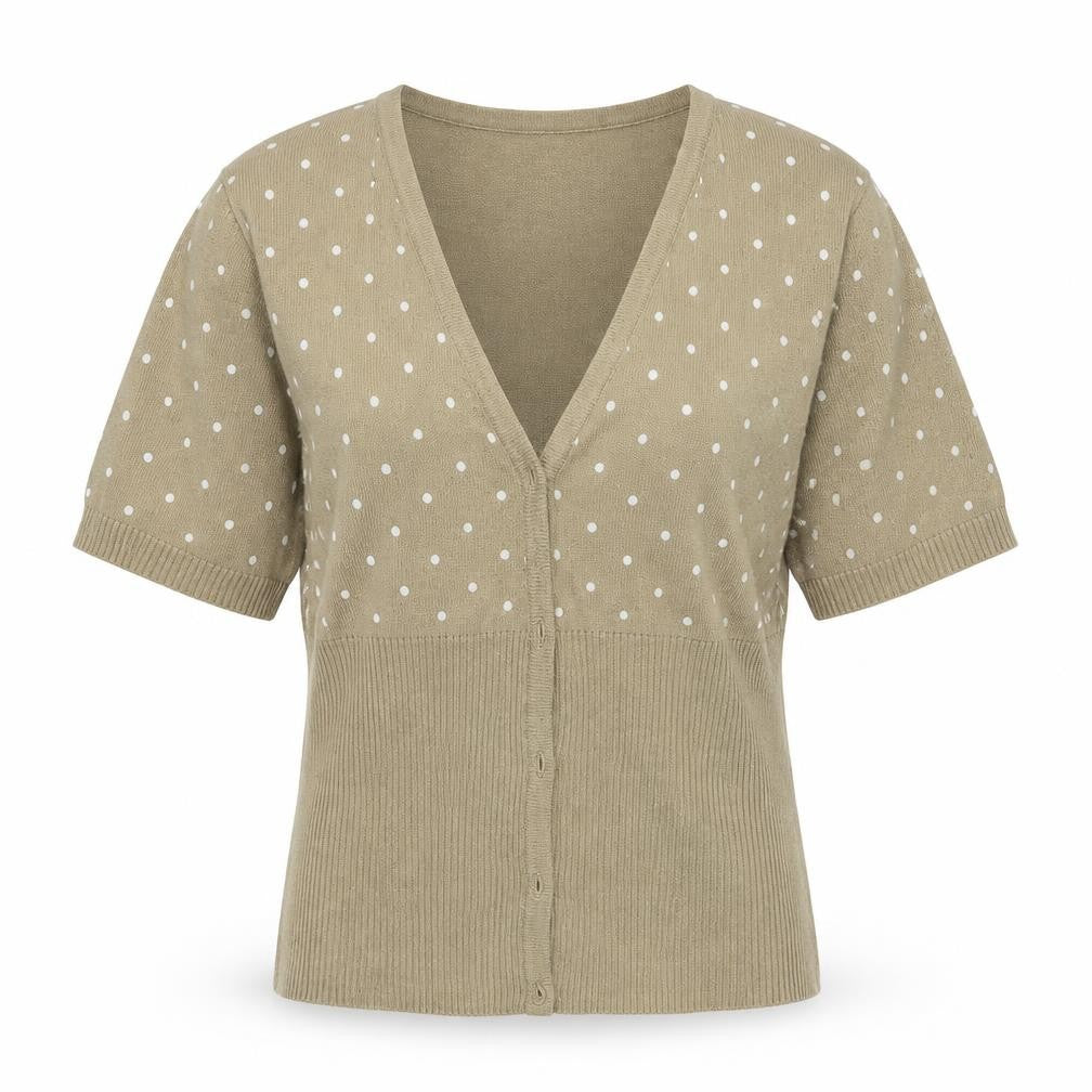 Chillytime Womens Beige Polka Dot  Cardigan Jumper Size 14