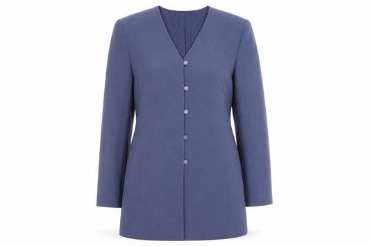Front view of Marks & Spencer women’s blue jacket, size UK 12