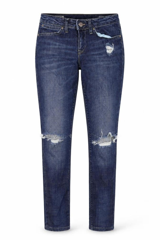 Front view of Gap women’s blue denim skinny jeans, size S, 27-inch leg