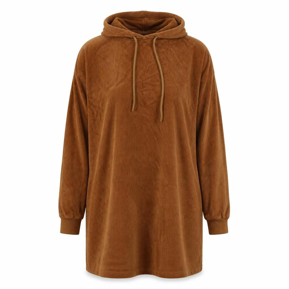 J & H Womens Brown Striped Velour Pullover Hoodie Size M