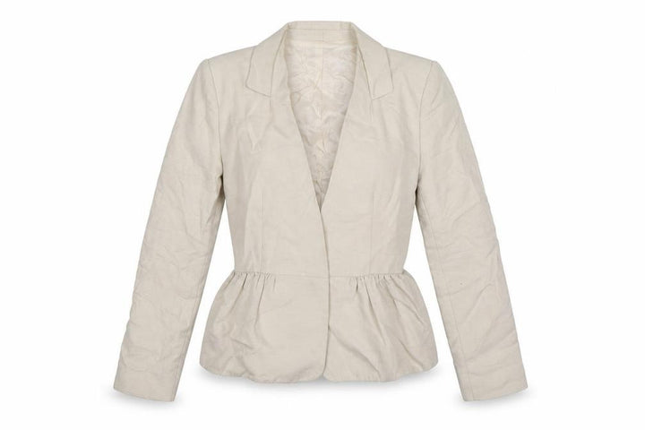 Mango Womens Beige Striped Jacket Suit Jacket Size XS