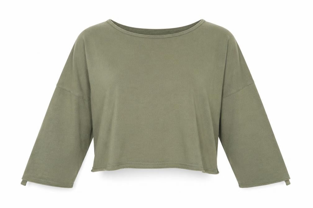 Front view of New Look women’s green pullover sweatshirt, size UK 10