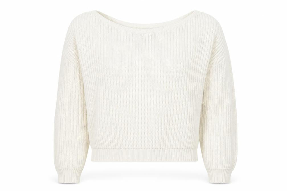 Front view of PRETTYLITTLETHING women’s white knit jumper, size S