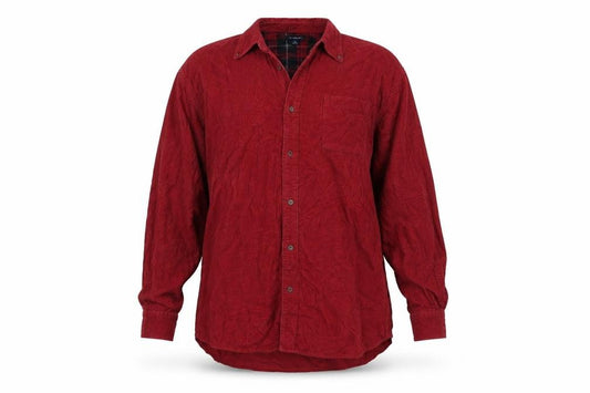 Front view of Croft & Barrow women’s red basic button-up, size XL