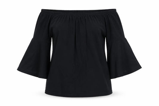 Front view of ASOS women’s black basic blouse, size UK 10