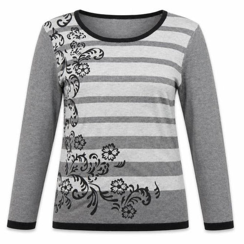 Nina Mutati Womens Grey Floral  Pullover Jumper Size M