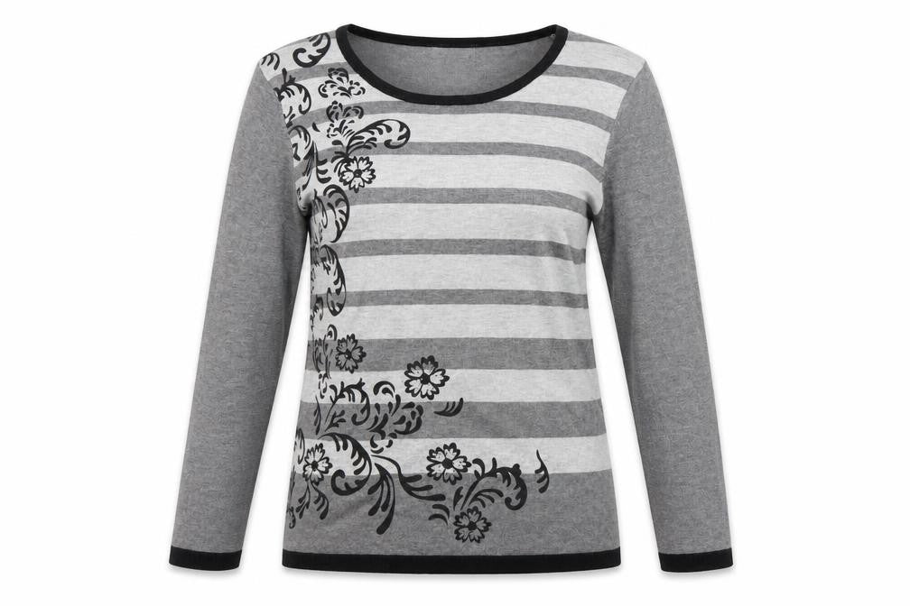 Nina Mutati Womens Grey Floral  Pullover Jumper Size M