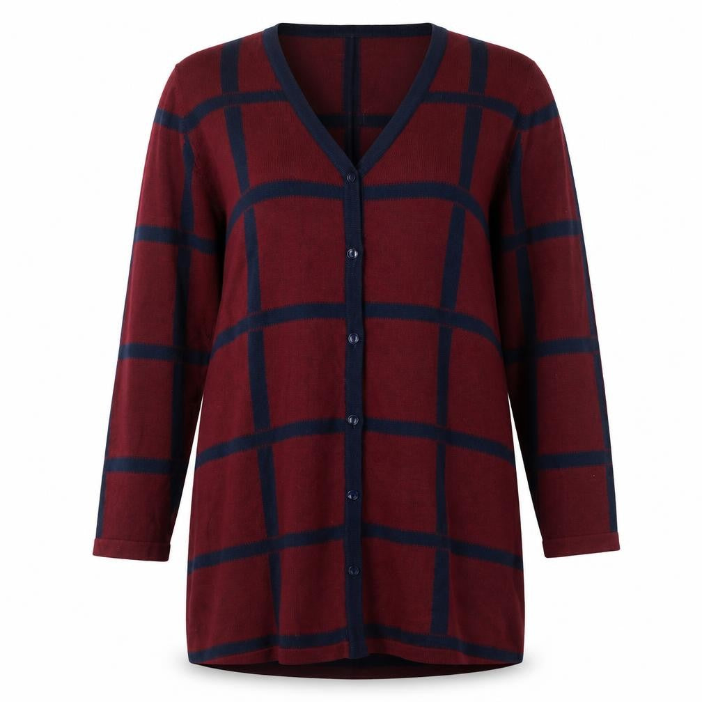 Micha Womens Red Check  A-Line  Size XL
