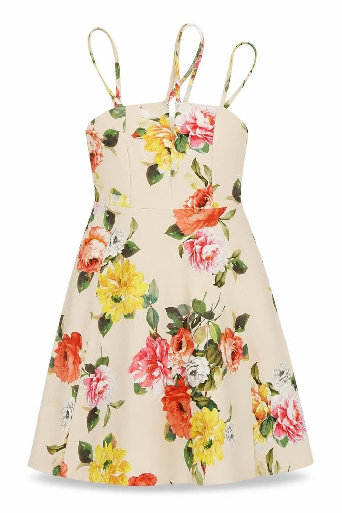 New Look Womens White Floral  A-Line  Size 6