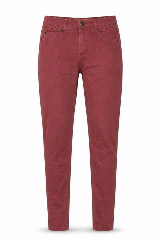 Front view of Topshop women’s red skinny jeans, size UK 26, in, 32-inch leg