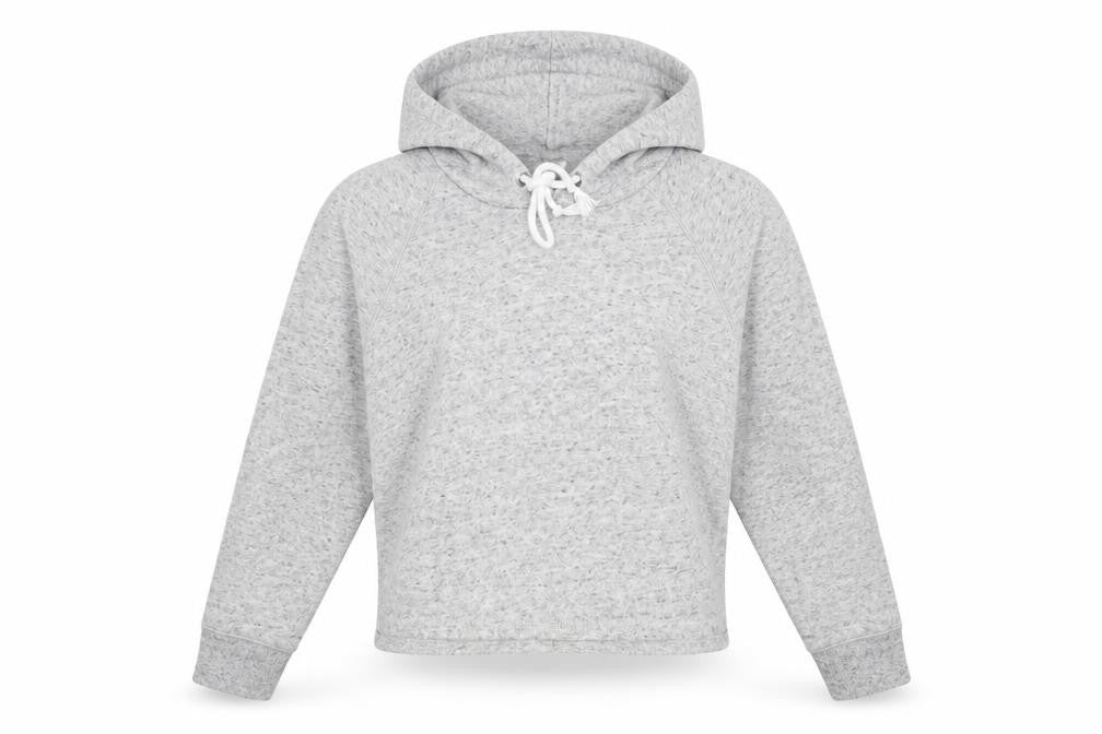 Front view of H&M women’s grey pullover hoodie, size S