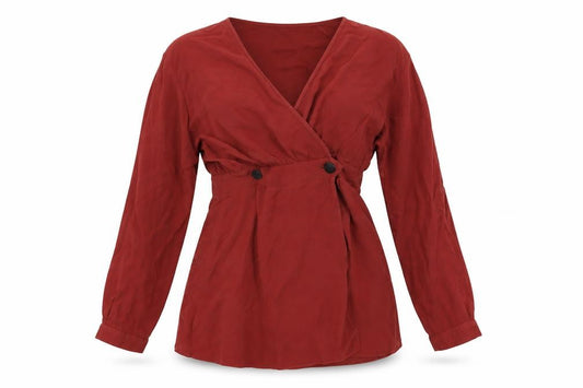 Front view of ASOS women’s red basic blouse, size UK 6