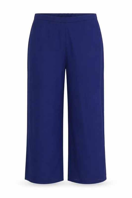 Front view of Nightingales women’s blue trousers, size UK 18, 27-inch leg