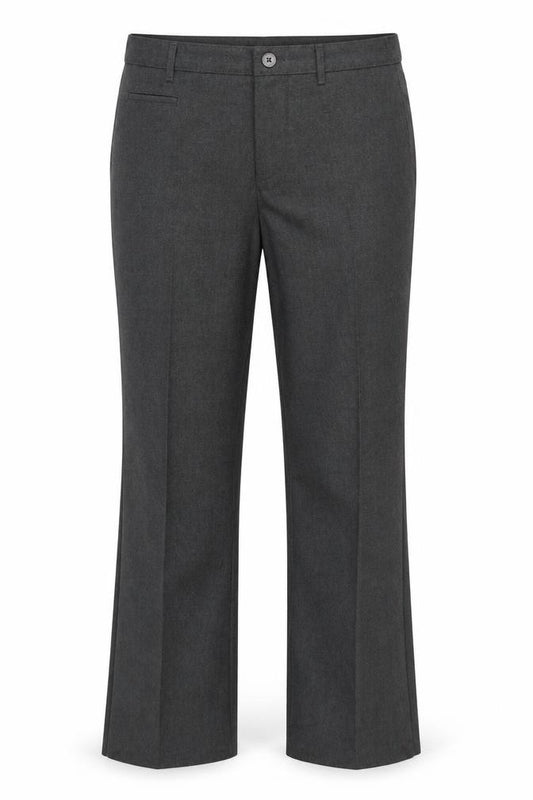 Front view of Marks & Spencer boys’ grey carrot trousers, size 15, years
