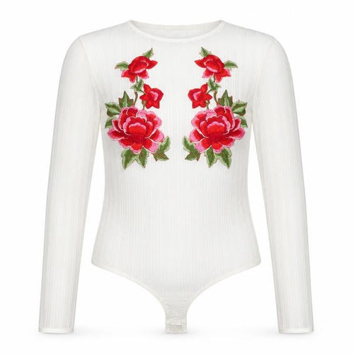 pretty little Thing Womens White Floral  Bodysuit One-Piece Size 8